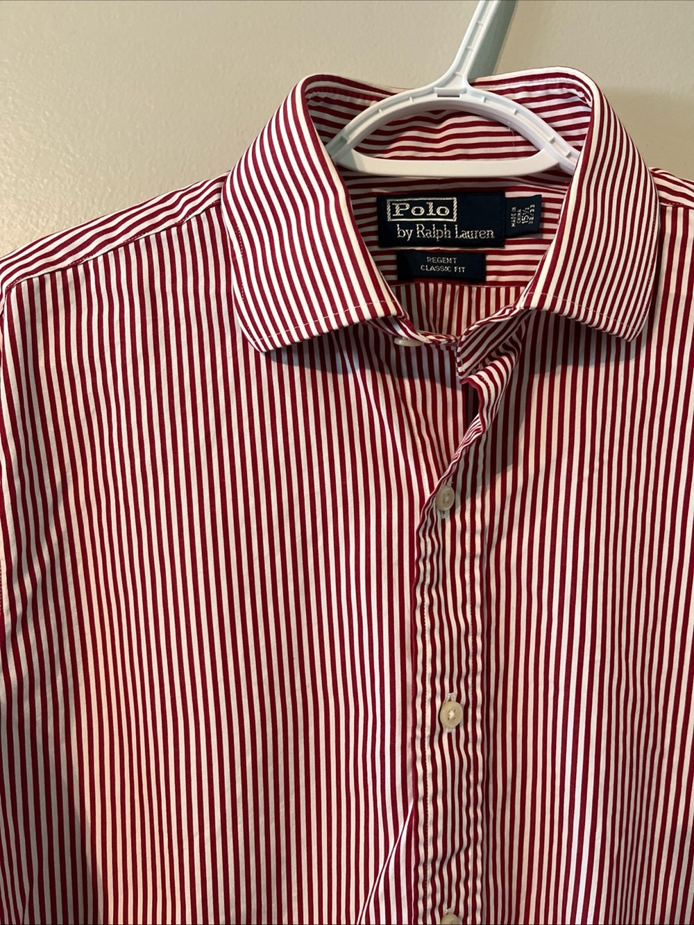 Polo Ralph Lauren Regent Classic Fit Red White Striped Dress Shirt 15.5    32/33